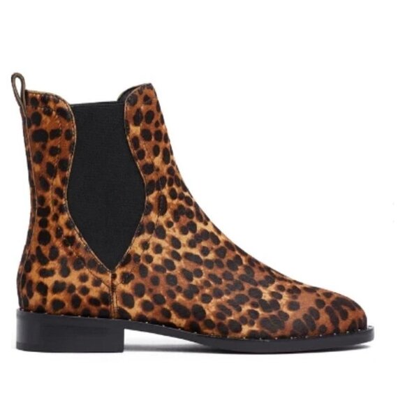 Rebecca Minkoff Women's Sabeen Too Calf Hair Leopard Print Pull On Bootie Sz 6.5 - Picture 1 of 10